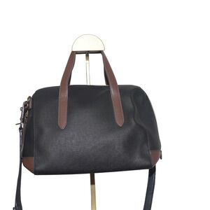 Fossil Sydney Satchel Black Brown SHB2033 Structured Shoulder Bag Gold Hardware